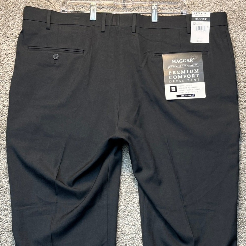 Haggar Premium Comfort Dress Pants Mens 44x29 Charcoal Gray Straight Fit Stretch - Picture 7 of 16